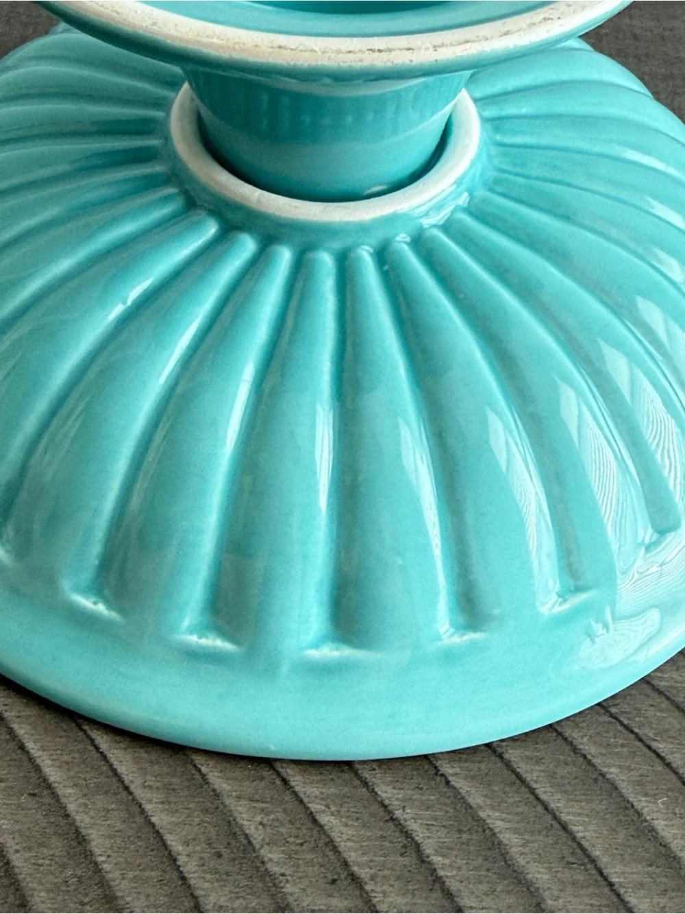Vintage Italian Turquoise Majolica Compote | Pedestal Fruit Bowl
